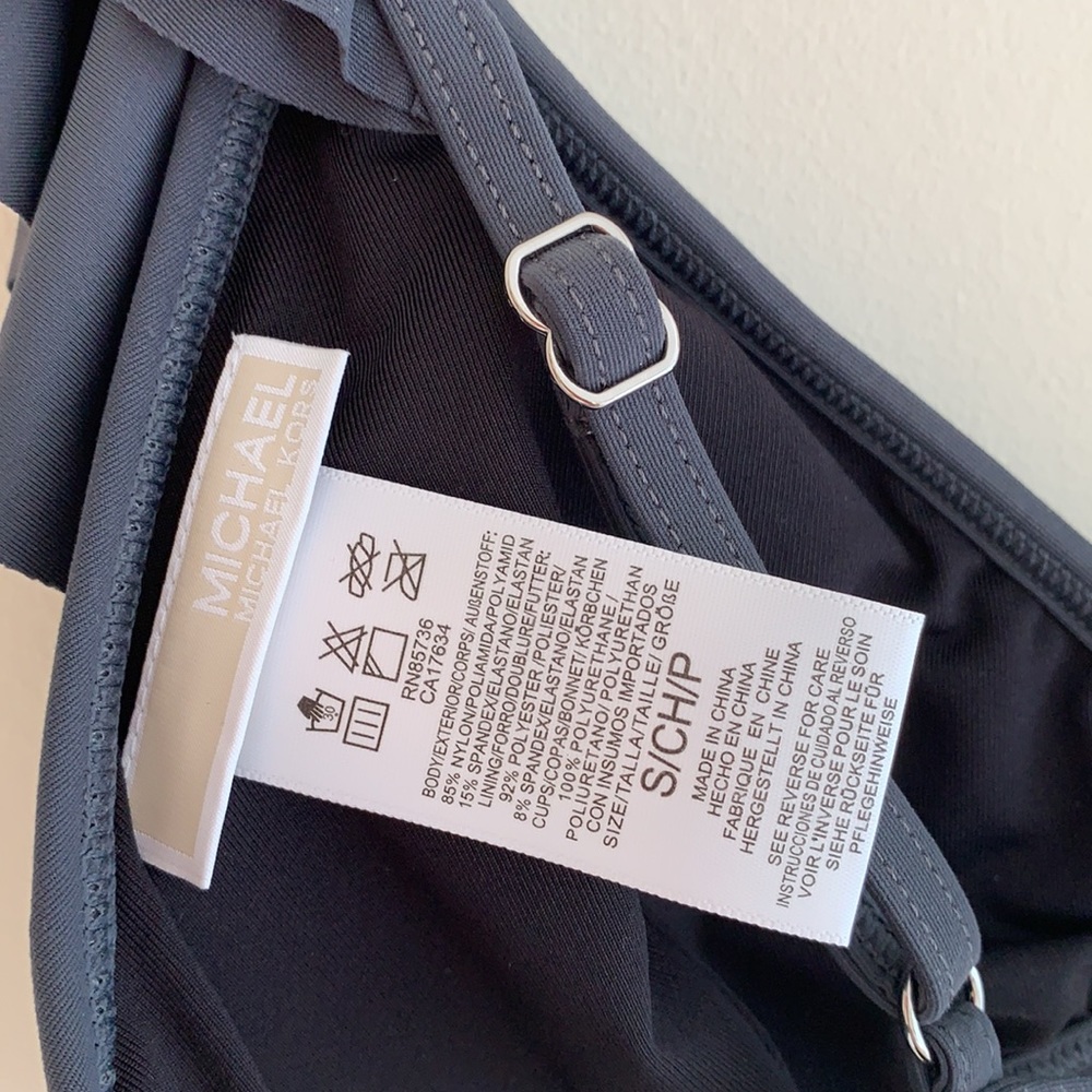 NEW MICHAEL Michael Kors Dark Gray Swimsuit Bikini - Picture 7 of 14